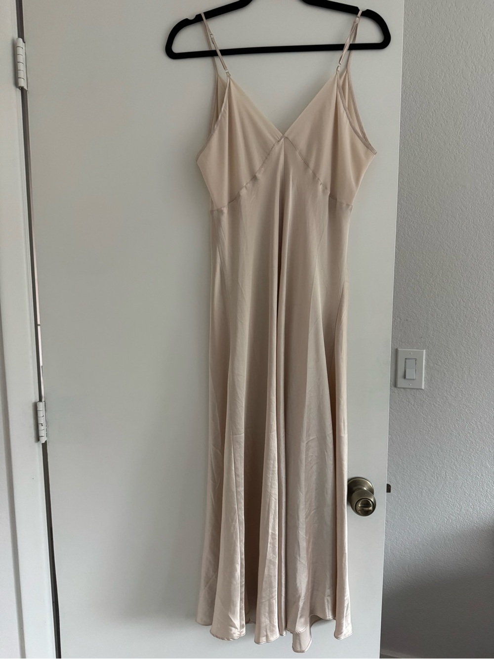 Vintage Cream Maxi Slip Dress with Spaghetti Straps